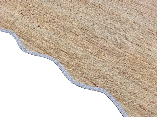 Wave Scalloped Natural Jute Runner Rug Boho Jute Rug Hallway Entryway Runner Rug (Grey / 2'6"x18' (Runner))