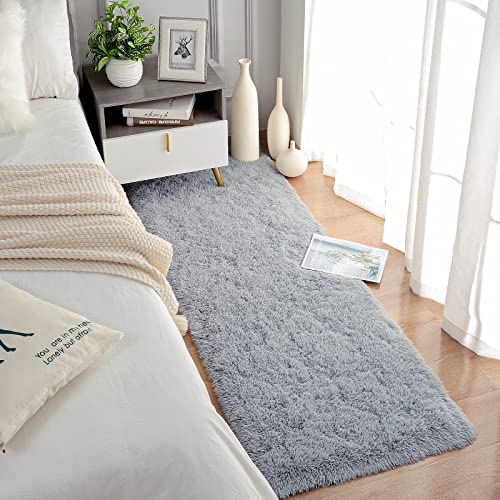 Soft Runner Rugs for Bedroom Living Room Plush Fluffy Rug 3x10 (Grey / 3' x 10' (Runner))