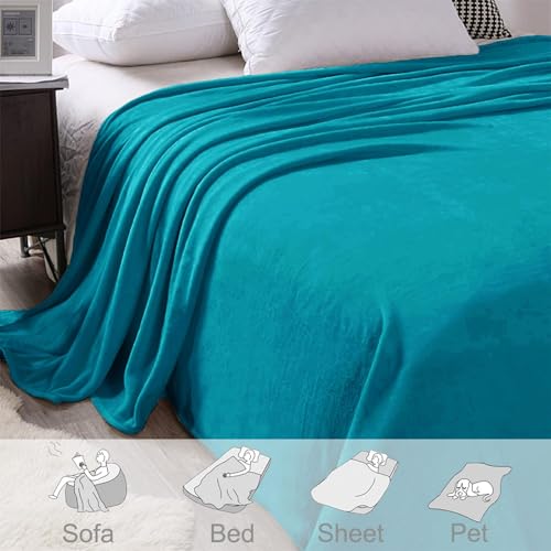 Soft Fleece Throw Blanket for Couch (Teal / Throw (50" x 60"))