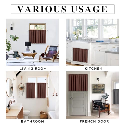 Cafe Blackout Curtains 30 inch Length (Chocolate Brown / 29"W x 30"L (Pack of 2))