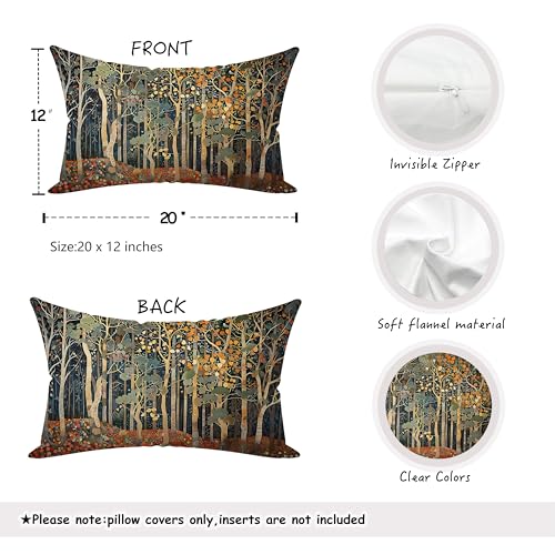 Rustic Autumn Forest Pillow Covers 20x12 Set of 2 (Forest-orange 02 / 20" x 12" (Pack of 1))