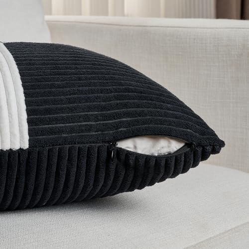 Set of 2 Black White Decorative Throw Pillow Covers 20x20 Inch for Living Room Couch Bed Sofa (Black White / 20" x 20" (Pack of 2))