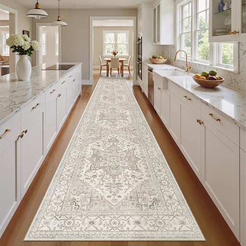 Hallway Runner Rug 2'6''x16' Kitchen Runners Vintage (Beige/Brown / 2'6" x 16' (Runner))