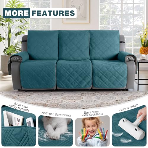 100% Waterproof Recliner Sofa Cover (Peacock Blue / 3 Seater Standard)