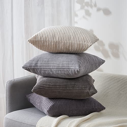 Euro Shams Decorative Throw Pillows Covers for Bedroom (Grey / 26" x 26" (Pack of 4))