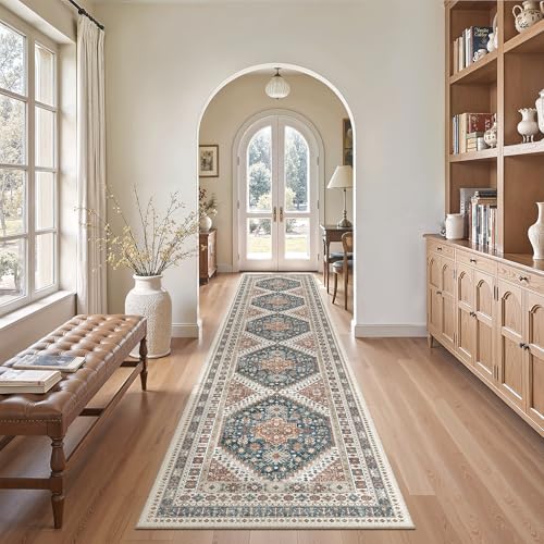 Washable Runner Rugs 2x12 Long for Hallway Kitchen Soft (Navy Blue / 2' x 12' (Runner))