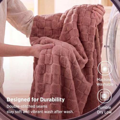 Checkered Soft Cozy Twin Blanket for Bed (Dusty Pink / Twin (60" X 80"))