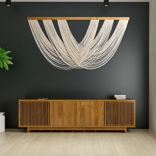 Extra Large Macrame Wall Hanging 59" x 33" (59"L x 33.5"W / Ecru)