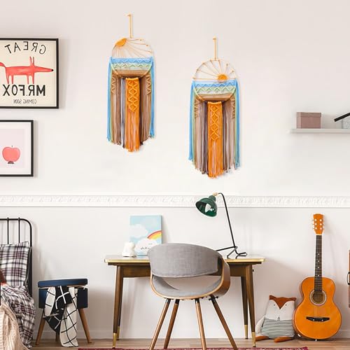 2 Pack Macrame Hanging Tapestry Sun Wall Decor (2 Pcs)