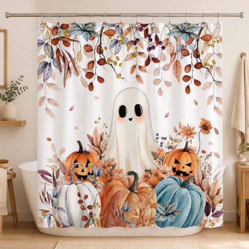 Fall Funny Ghost Shower Curtain (Ghost / 72"W x 72"L (Pack of 1))