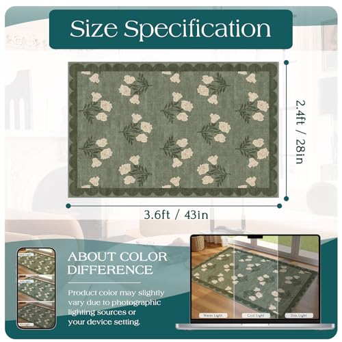 Floral Outdoor Rug (Flower - Green / 2'4" x 3'7" (Rectangular))