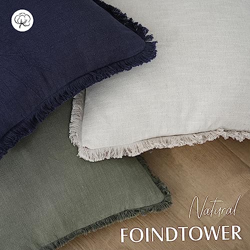 Decorative Linen Fringe Throw Pillow Covers 20×20 Olive Green (20" x 20" (Pack of 2) / Olive Green)