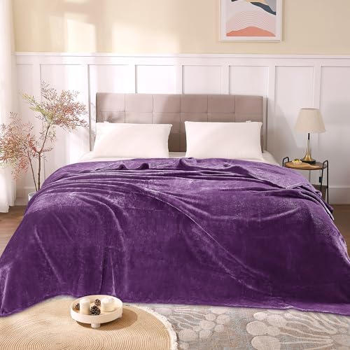 Fleece Blanket Soft Plush Full Bed Blanket Purple 84"x90" (Purple / Full(84"x90"))