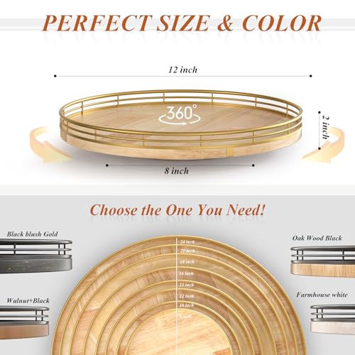 12 Inch Farmhouse Oak Lazy Susan Cabinet Organizer (Natural Oak / 12 inches)