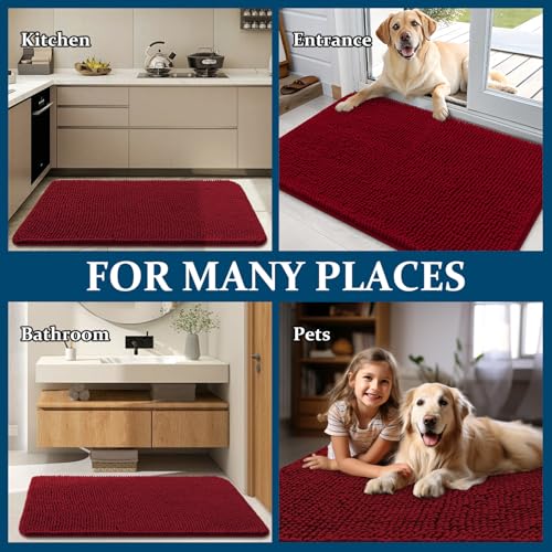 Dog Door Mat for Muddy Paws 47x17 (Red / 47" X 17")