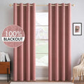 100% Blackout Linen Curtains for Bedroom 52x108 Inches Dusty Rose (Dusty Rose / 52"W x 108"L (Pack of 2))