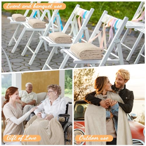 6 Pcs Flannel Blankets Bulk (Beige)