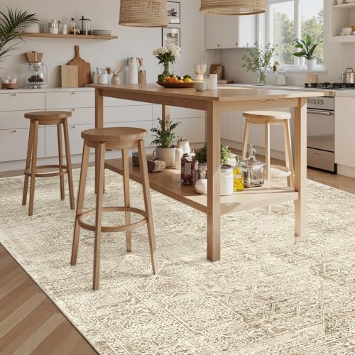 Washable Area Rug 8x10 Large Soft Living Room Rugs Light Brown (Light Brown / 8' x 10' (Rectangular))