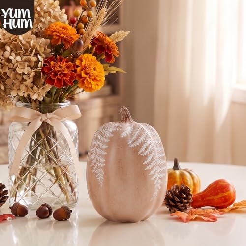 2Pcs Resin Pumpkin Figurines (Fern Leaf Pumpkin)