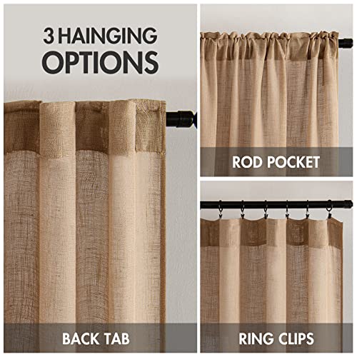 Light Brown Linen Curtains 52x54 Inch Length 2 Panels for Bedroom (52"W x 54"L (Pack of 2) / Linen Brown)