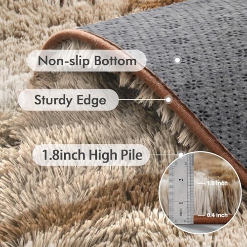 4x6 Ft Shag Area Rug for Bedroom Living Room (Bc Khaki 4sm02 / 4' X 6' (Rectangular))