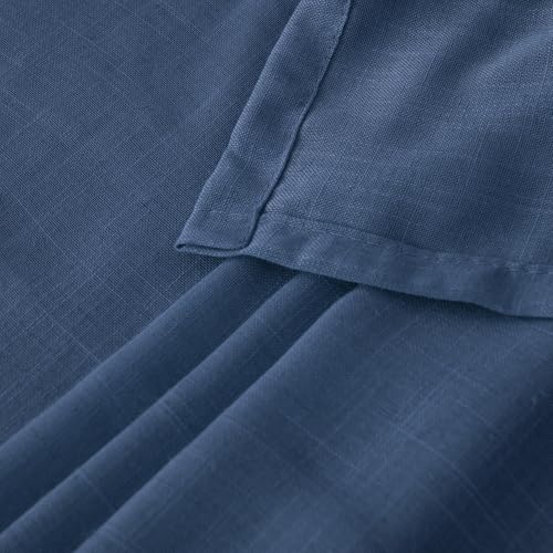 Linen Navy Blue Curtains 90 Inch Length for Living Room (Navy / 52"W x 90"L (Pack of 2))