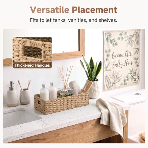 Toilet Paper Storage Baskets for Bathroom Decor (Light Brown / 14¼" L x 6¾" W x 3¾" H)