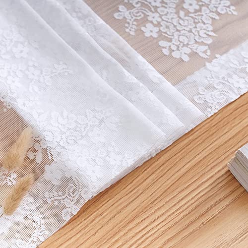 Vintage Lace Curtains 72 Inches Long (Bright White / 52"W x 72"L (Pack of 2))