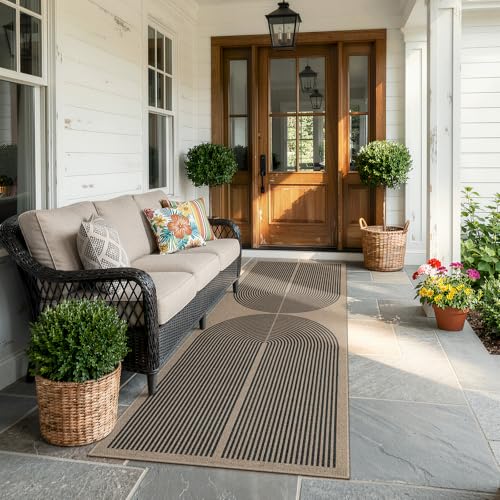 Modern Rainbow 2x8 Runner Rug (2'6" x 8' (Runner) / Nature/Black Rainbow)