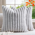 Set of 2 Decorative Throw Pillow Covers 20x20 Fall Faux Fur Light Gray (Gray / 20" x 20" (Pack of 2))