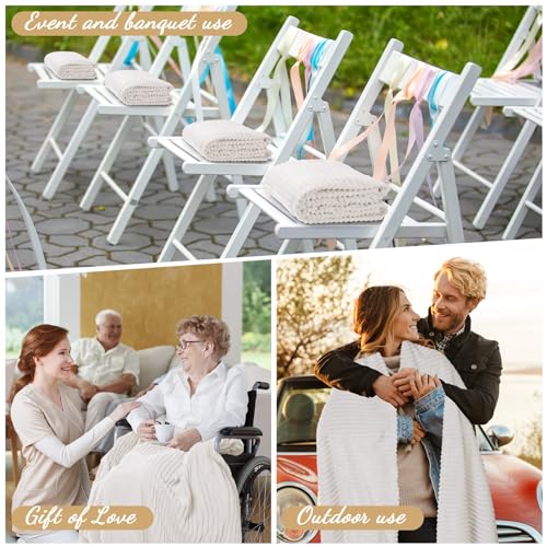 6 Pcs Flannel Blankets Bulk (Cream White)