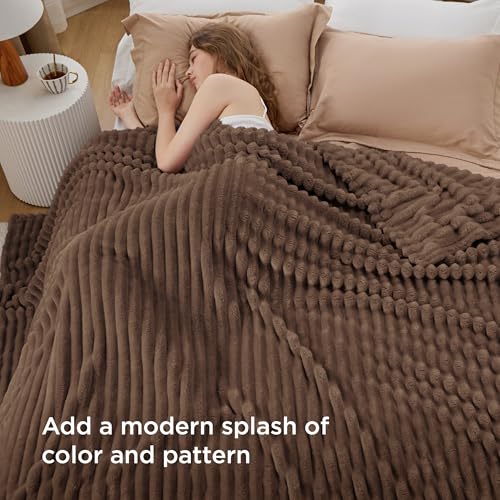 Soft Full Size Fleece Blankets for Bed Brown 84"x90" (Brown / Full)