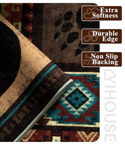 Washable Rustic Cabin Runner Rug 2x6 Hallway (Brown / 2'x6' (Runner))