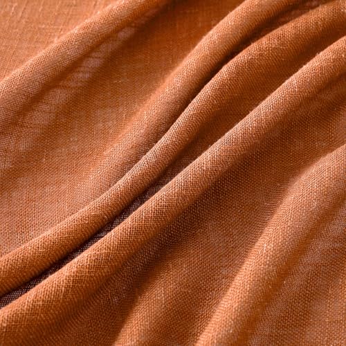 Orange Fall Linen Curtains 52x90 Inch 2 Panels for Bedroom (52"W x 90"L (Pack of 2) / Orange)