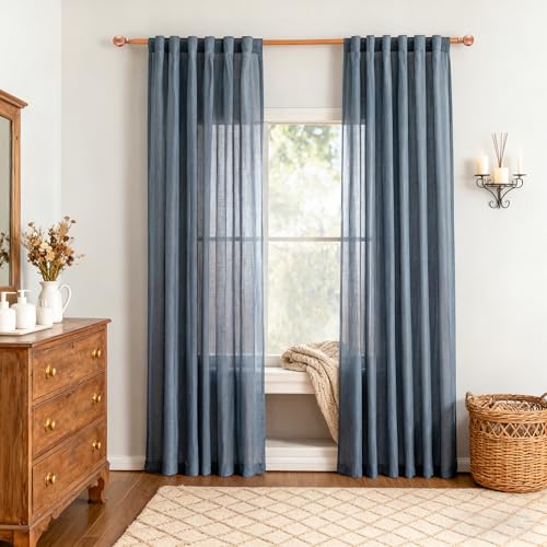 Living Room Curtains 90 Inches Long Farmhouse Light Filtering Privacy Curtain Drapes for Patio Door (50"W x 90"L (Pack of 2) / Dusty Blue-new)