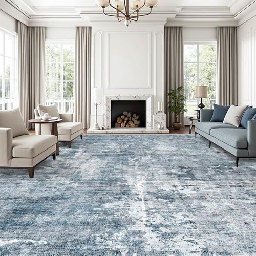 10x14 Area Rugs for Living Room Washable Rug Abstract Blue (Blue/Grey / 10' x 14' (Rectangular))