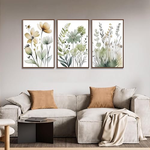 Sage Green Botanical Posters Set of 3 (green flower poster / 24x16)