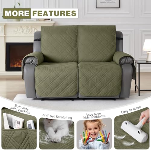 100% Waterproof Loveseat Recliner Covers 2 Seater (Green / 2 Seater Standard)