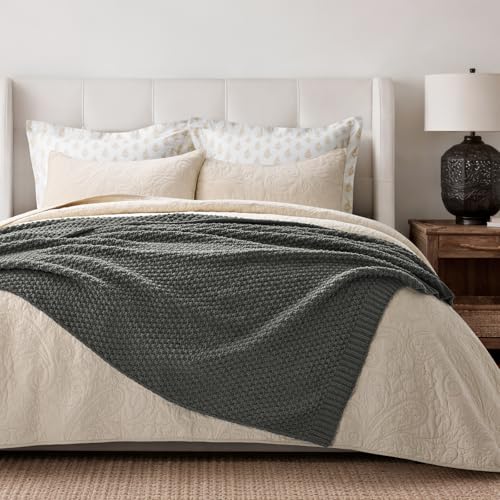 HOME Chunky Chenille Knit Throw Blanket (Charcoal Gray / 60" X 80")