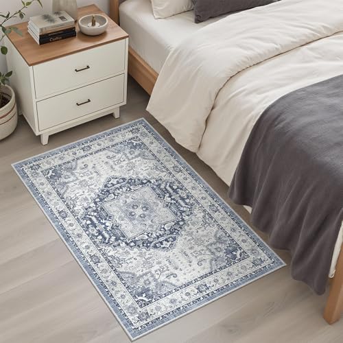 Washable Area Rug 2x3 Small Entryway Rugs Non (Navy/White / 2' x 3' (Rectangular))