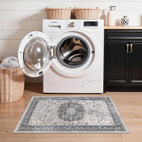 Washable 2x3 Entryway Area Rug (2' x 3' (Rectangular) / Grey)