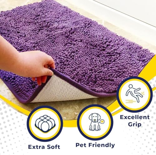 Super Water Absorbent Door Mat Indoor (Purple / 24" x 36")