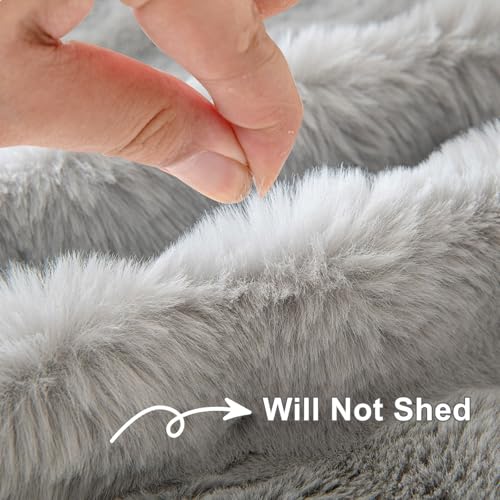 Plush Sofa Covers Washable Rabbit Plush Couch Cover Soft Cozy Faux Fur Couch Protector for Dogs Fluffy Plush L Shaped Sofa Cover Pet Friendly Couch Protector Furniture (71" x 150" / Z-plush:gray)