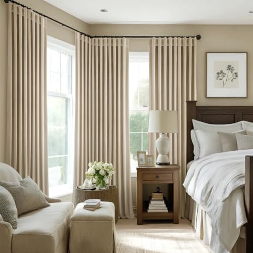 Velvet Curtains 52x90 inches 2 Panels Beige Blackout Curtains (Beige / 52"W x 90"L (Pack of 2))