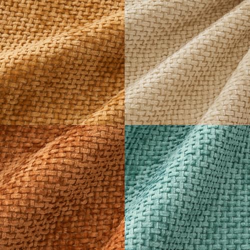 Soft Decorative Chenille Fall Pillow Covers Beige Orange Teal 20x20 (20" x 20" (Pack of 4) / Orange/Teal)