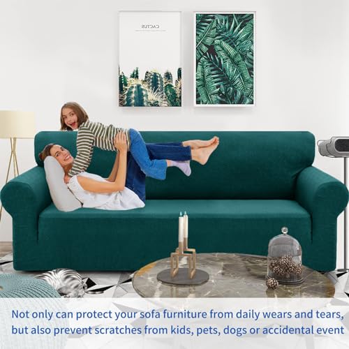 1 Piece Jacquard Chair Slipcovers for Living Room High Stretch Chair Covers with Arms Anti Slip Pets Friendly Couch Sofa Armchair Cover Furniture Protector (Small (31"-46") / New Pattern Blackish Green)