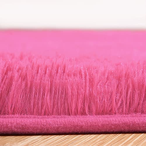 Shag Fluffy Area Rug for Bedroom Girls Living Room (6' x 9' (Rectangular) / Hot Pink)