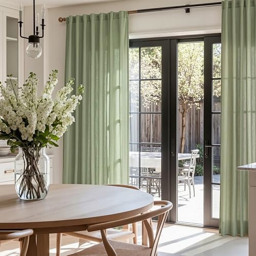 French Door Curtains for Closet Doorways (50"W x 72"L (Pack of 2) / Sage Green-new)