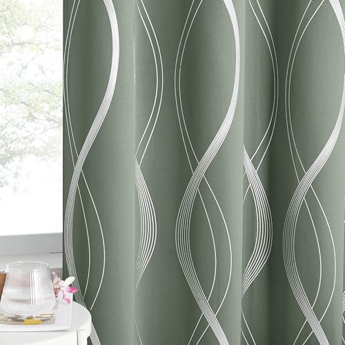 Greyish Green Curtain Panels for Vintage Bedroom (1 - Greyish Green / 52"W x 84"L (Pack of 2))
