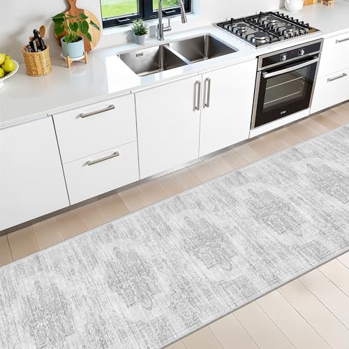 2x12 Runner Rug Non Slip (Light Grey/White / 2' x 12' (Runner))